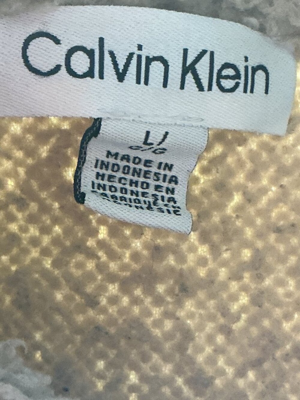 Calvin Klein L Tan Sherpa Teddy Fleece Full Zip Jacket Cozy Fall Winter - Picture 11 of 13